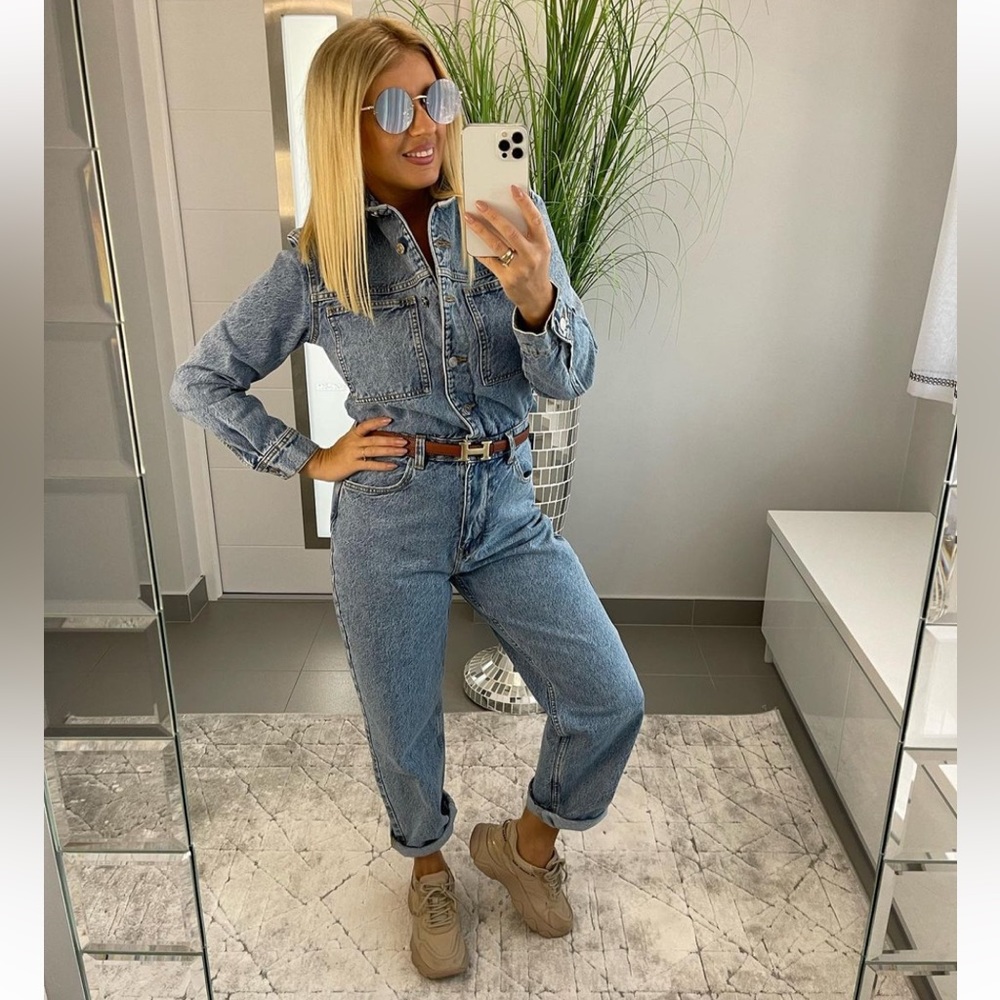 Zara Blue Denim Jumpsuit - Picture 6 of 16